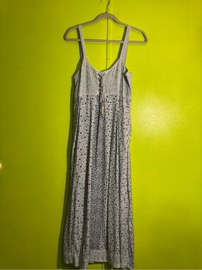 VINTAGE Blue Sky Pale Blue Floral Maxi Dress